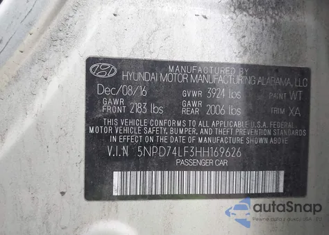 2017 Hyundai Elantra Se from USA, damaged, VIN 5NPD74LF3HH169626